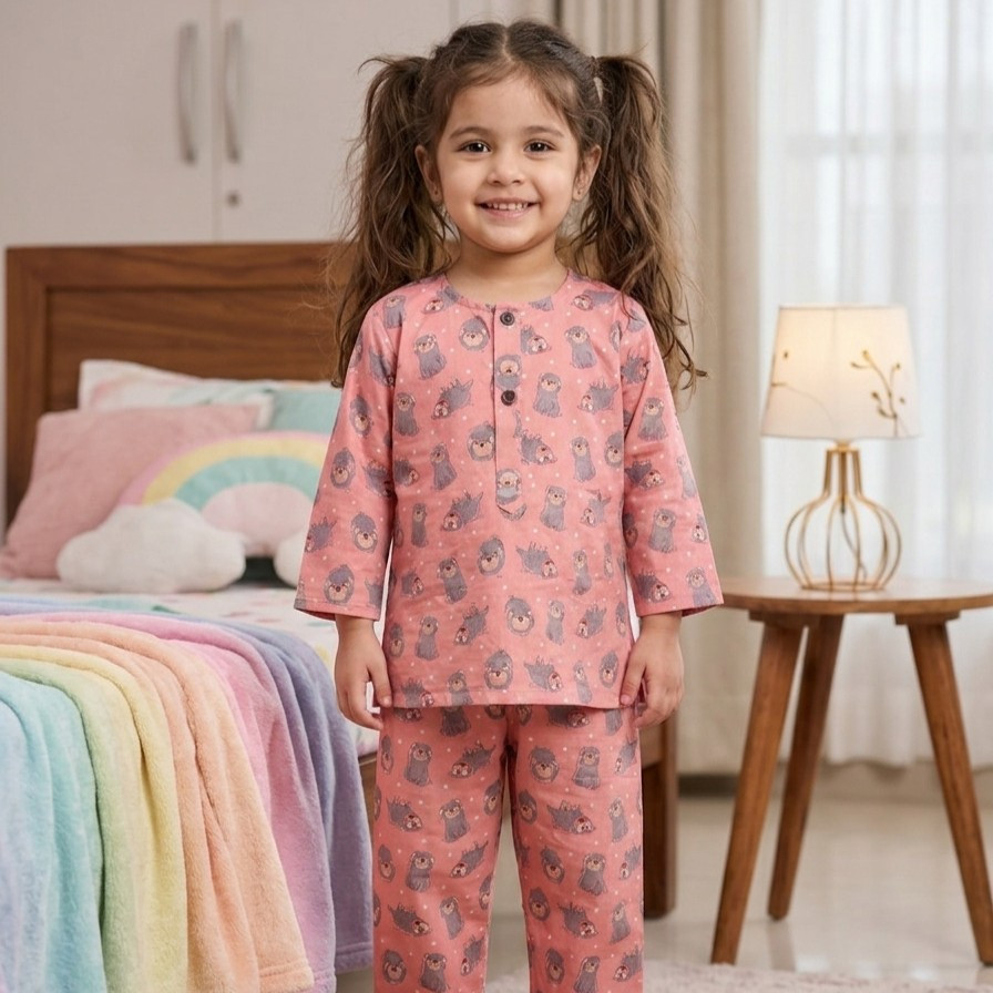 Blush Pink Pug Print Night Dress