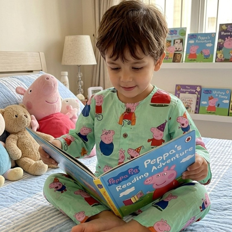 Light Green Peppa Print Night Dress