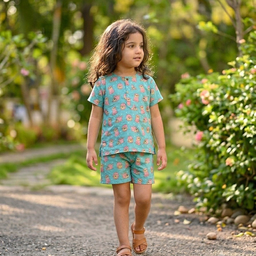 Aqua Pug Print Summer Set