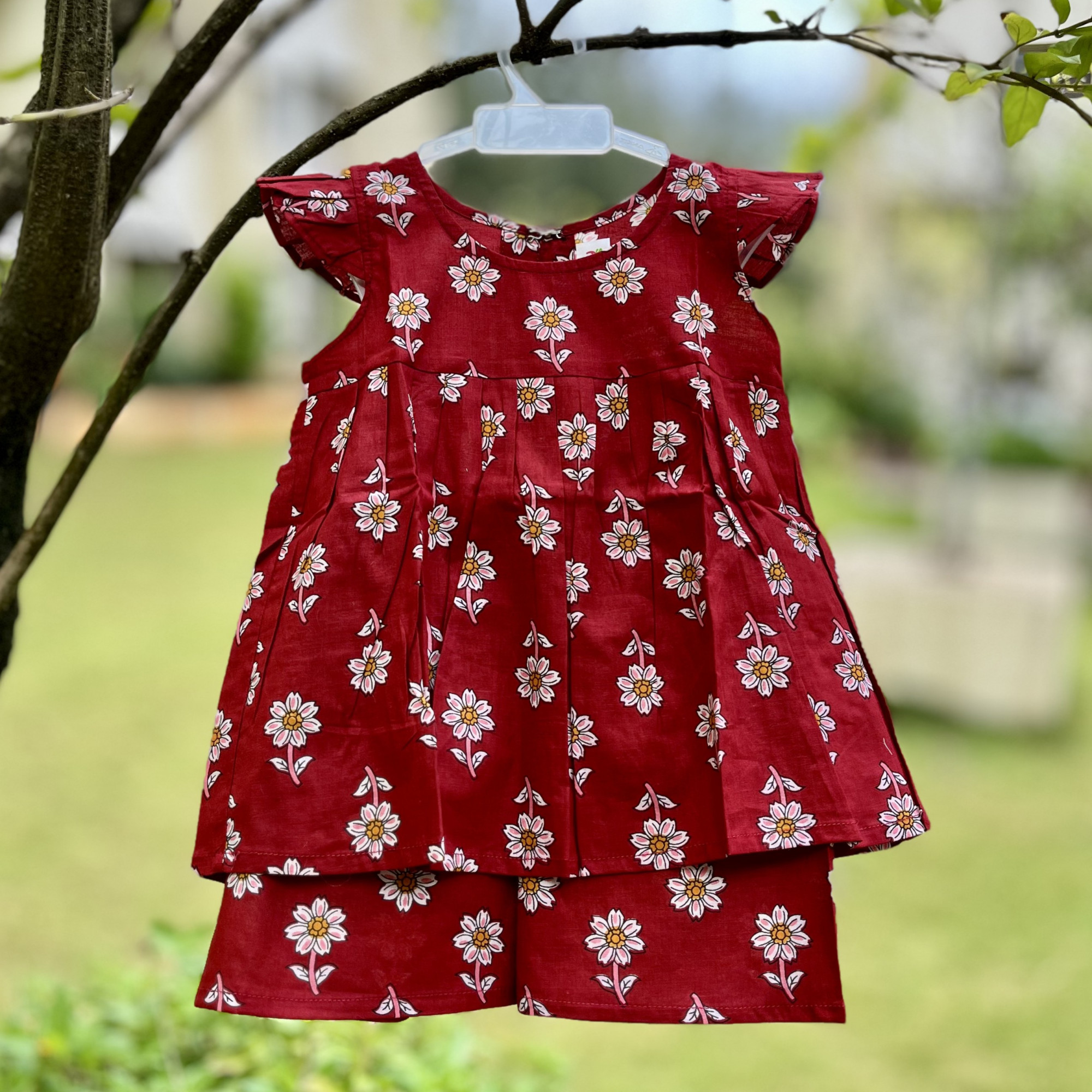 Red Daisy Frock-Style Top and Shorts