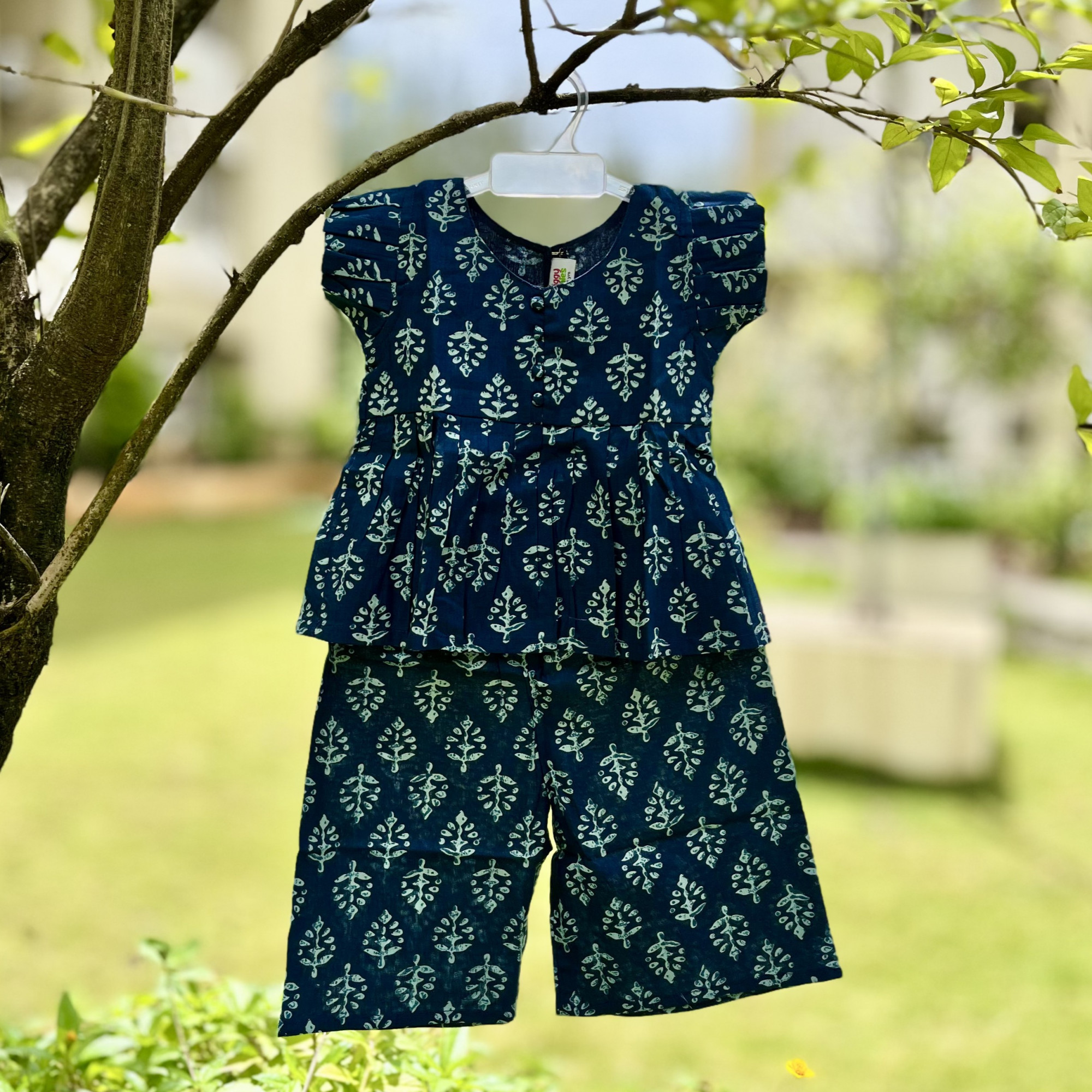 Indigo Floral Peplum Pallazo Set