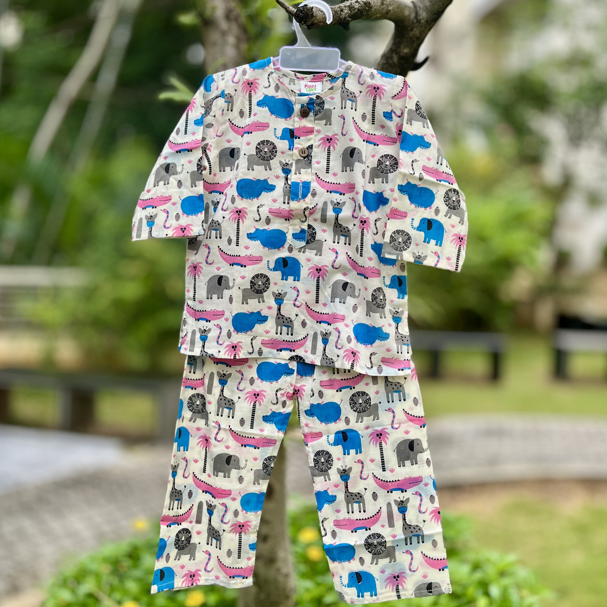 Pink and Blue Safari Print Night Dress