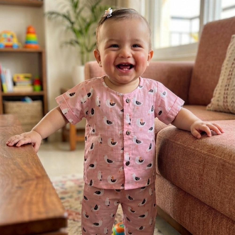 Image of Pink Birdie Print Night Dress