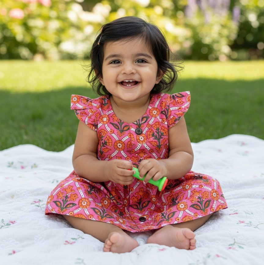 Peach Petal Bloom Baby Frock