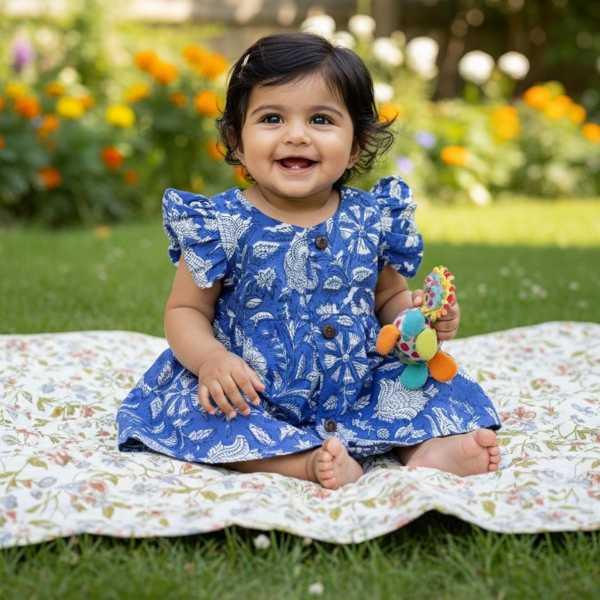 Blue Blossom Baby Frock