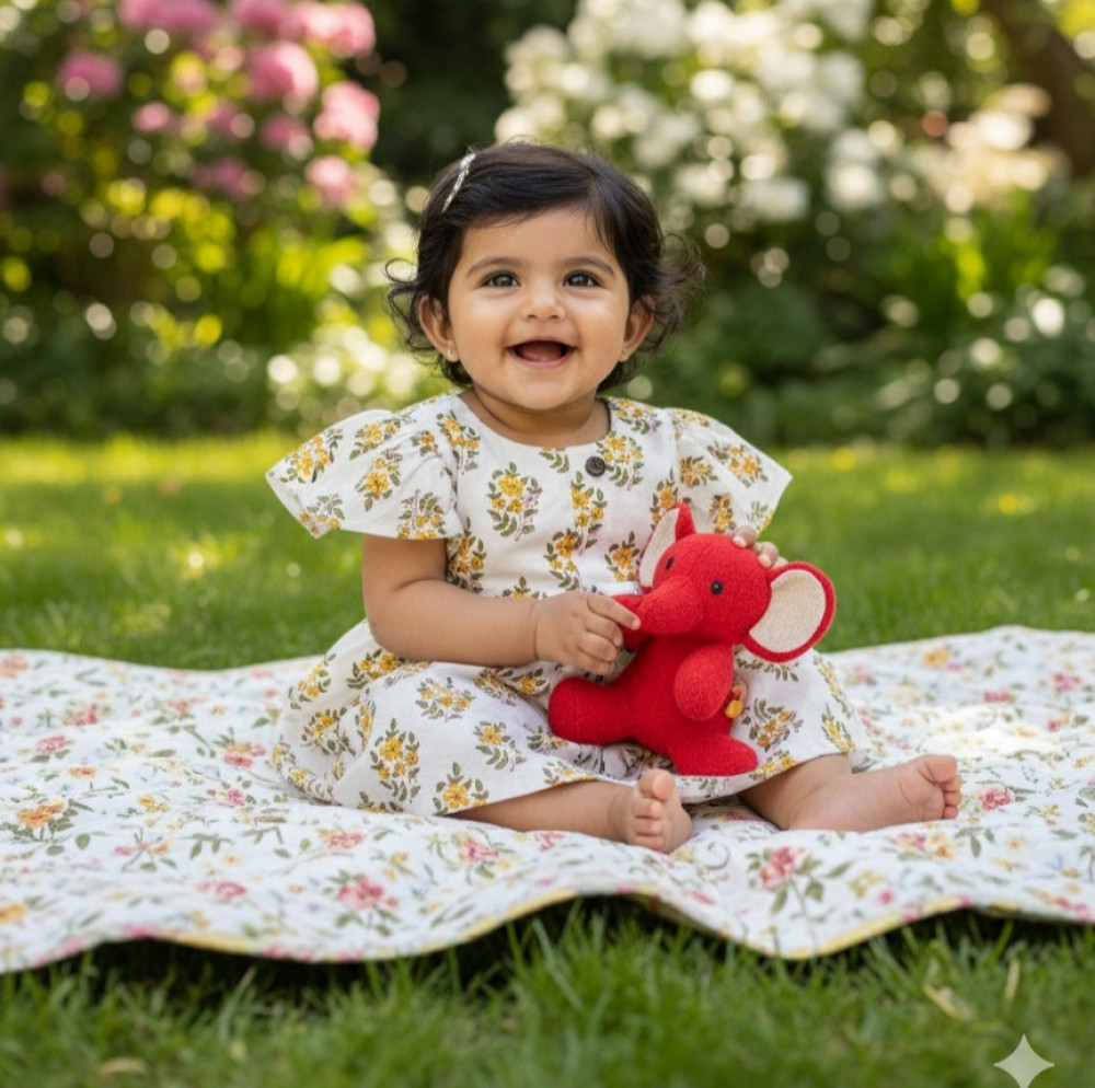 Image of Yellow Floral Cream Dress