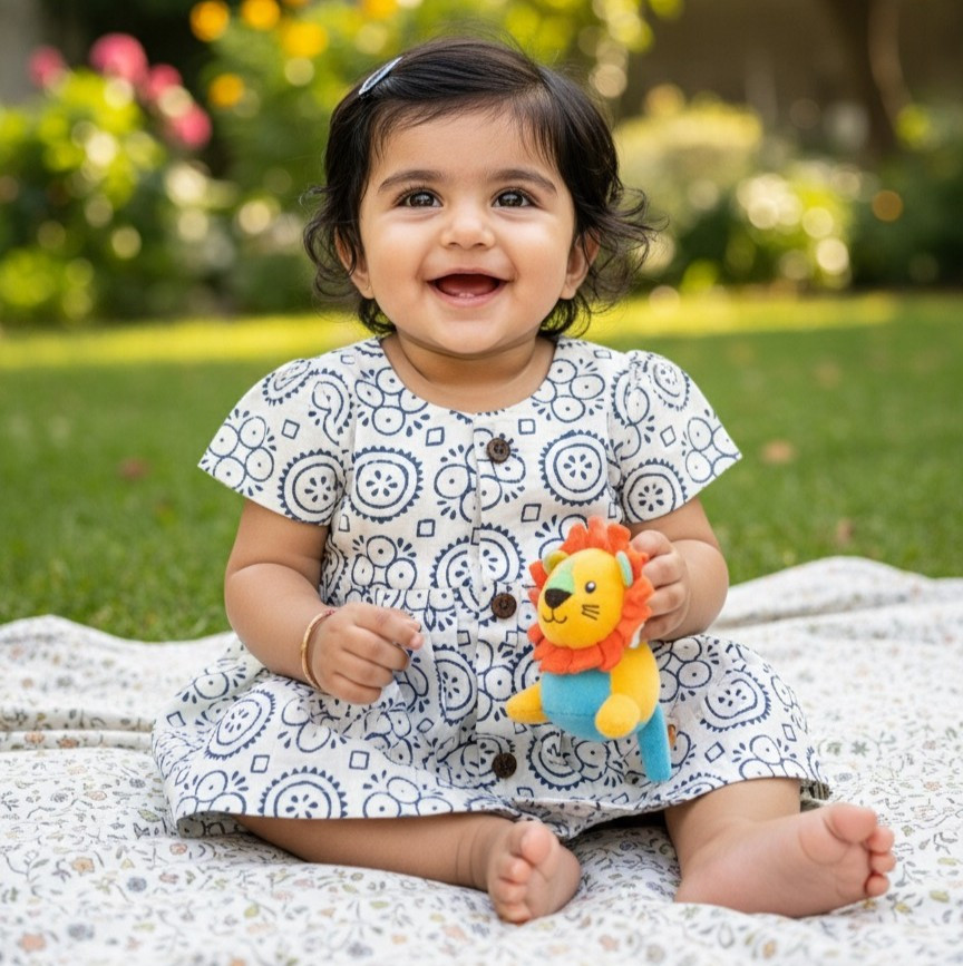 White Indigo Circle Frock