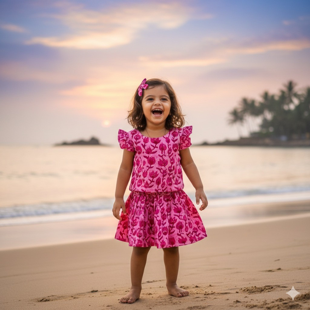 Pink Floral Print Co-ord Sets- Skirt and Top