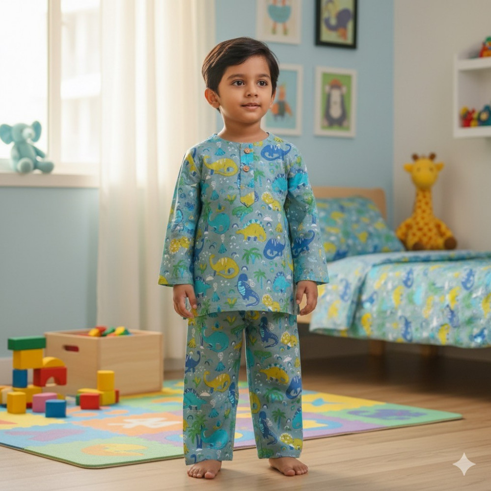 Image of Grey Dino Print Night Dress