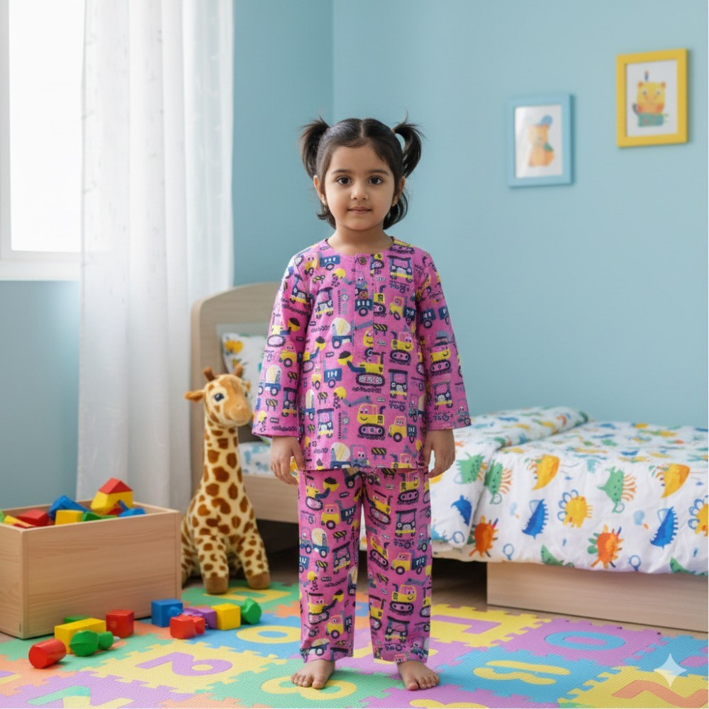 Image of Pink Construction Print Night Dress