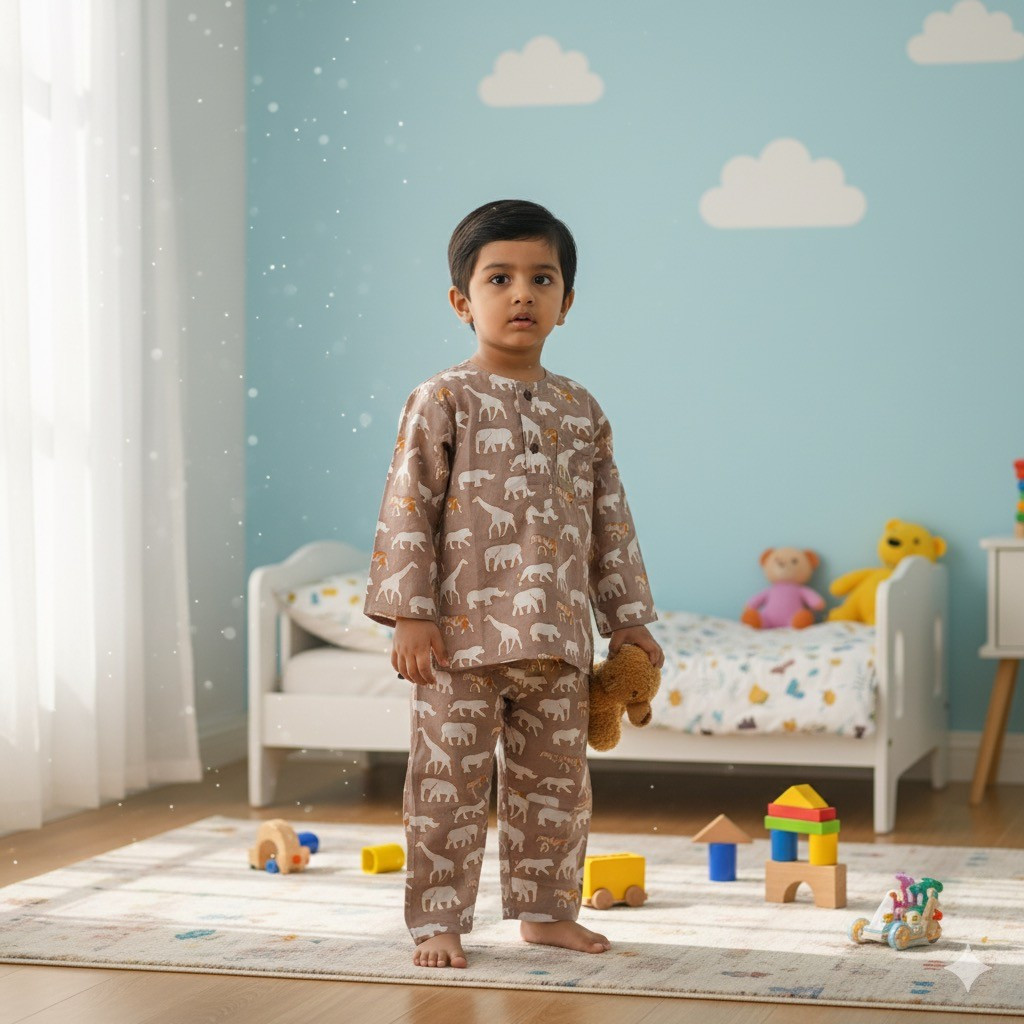 Ligth Brown Animal Print Night Dress