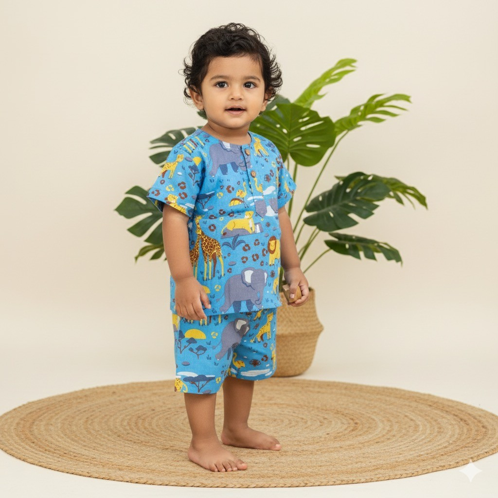 Blue Safari Animal Print Summer Set