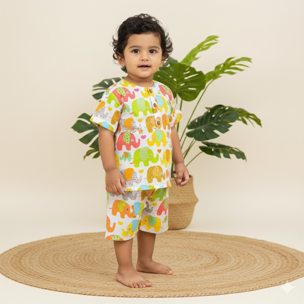 Multicolor Elephant Print Summer Set