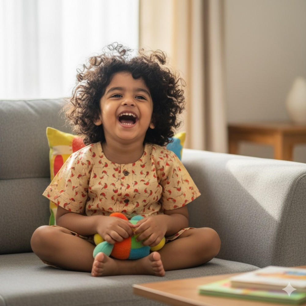 Image of Beige Red Bird Print Summer Set