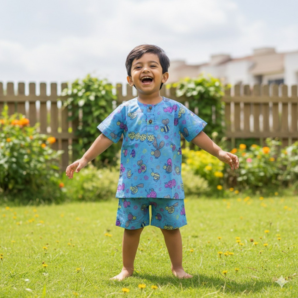 Image of Blue Bug Print Summer Set