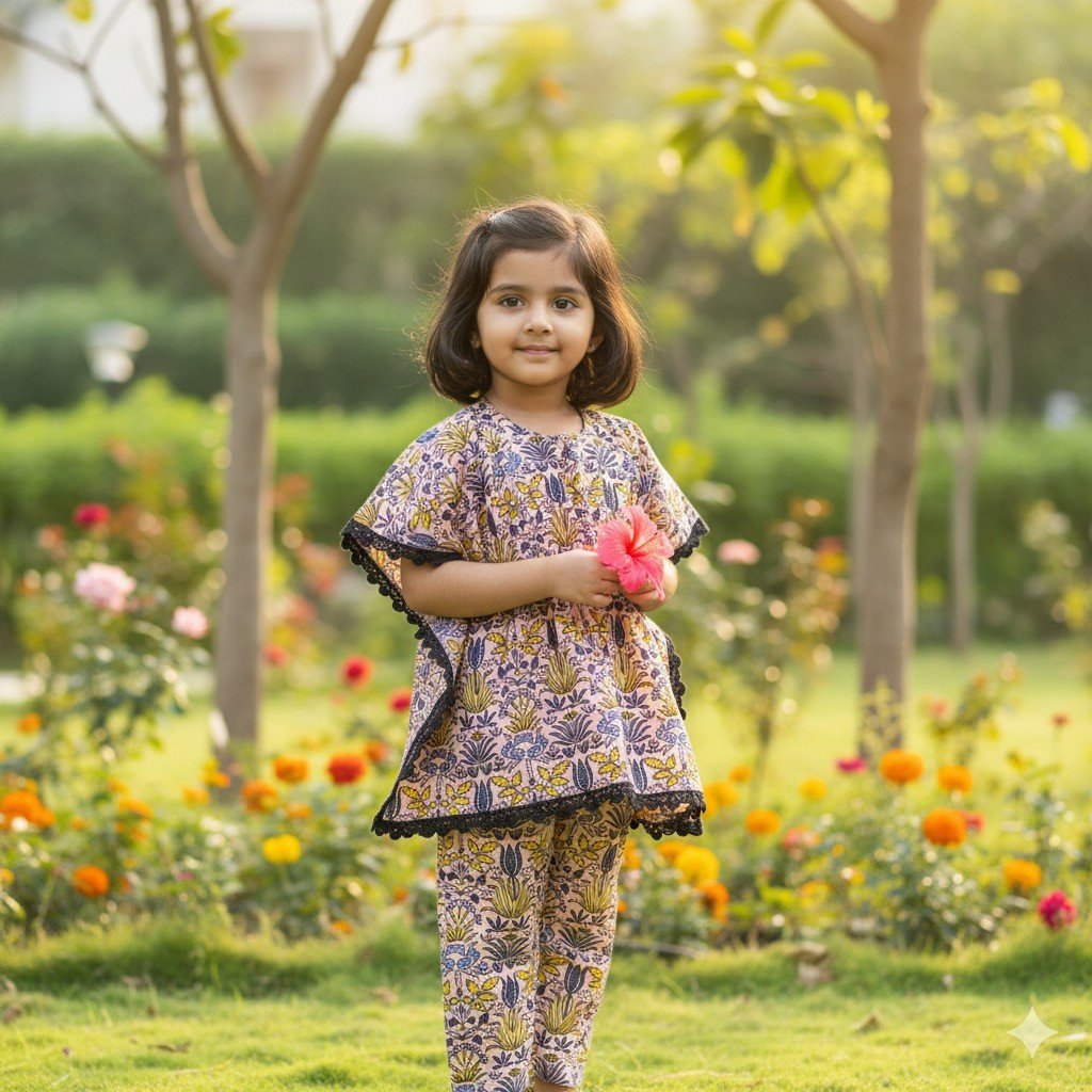 Pastel Floral Kaftan Sets with Pants