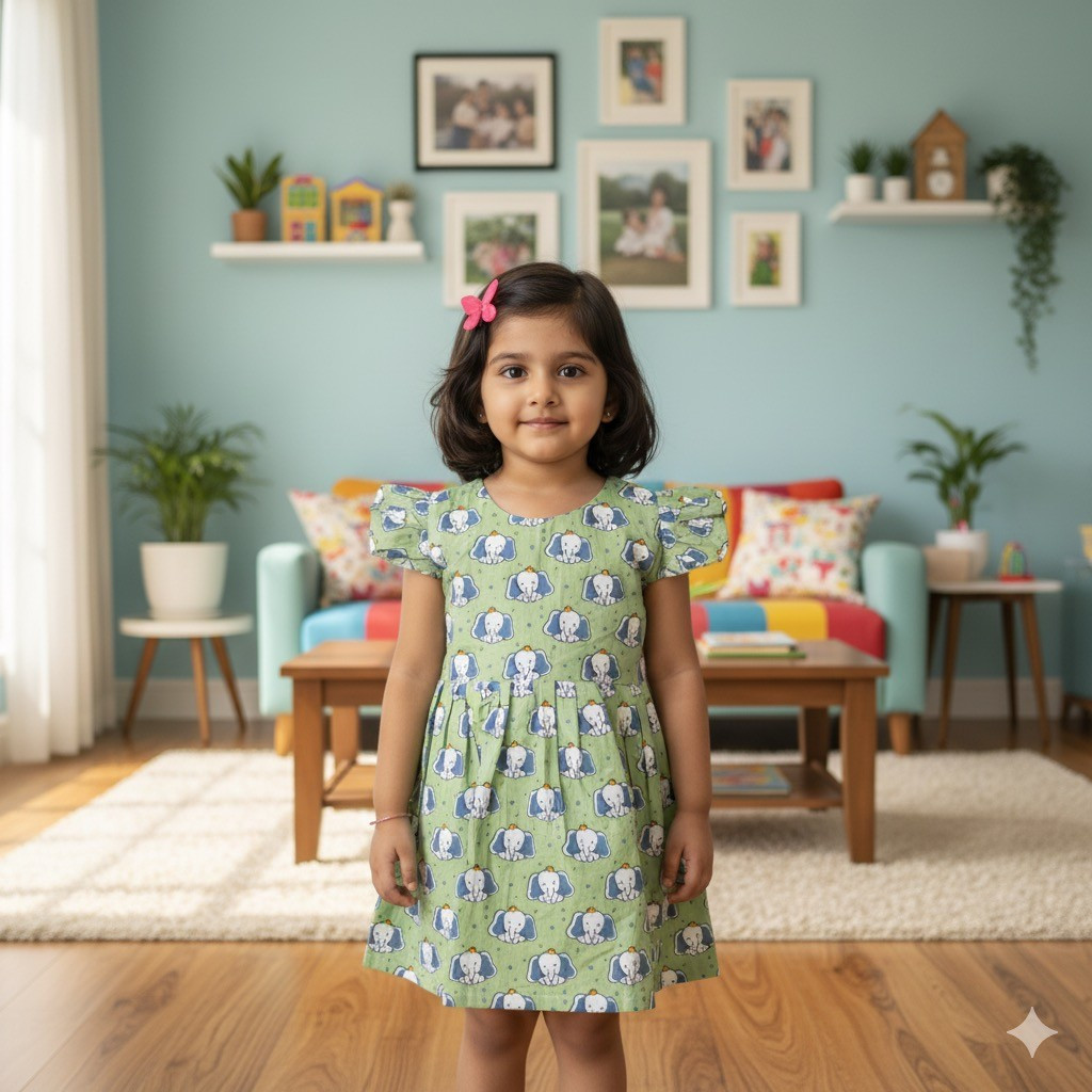 Light Green Elephant Frock