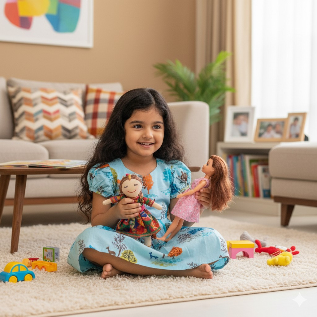 Blue Forest and Deer Print Frock