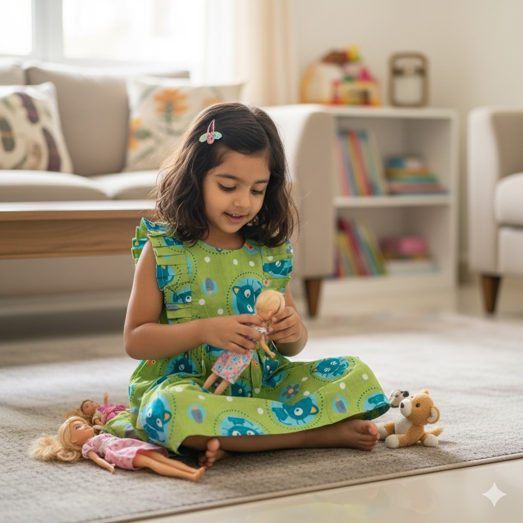 Lime Green Cat Print Frock