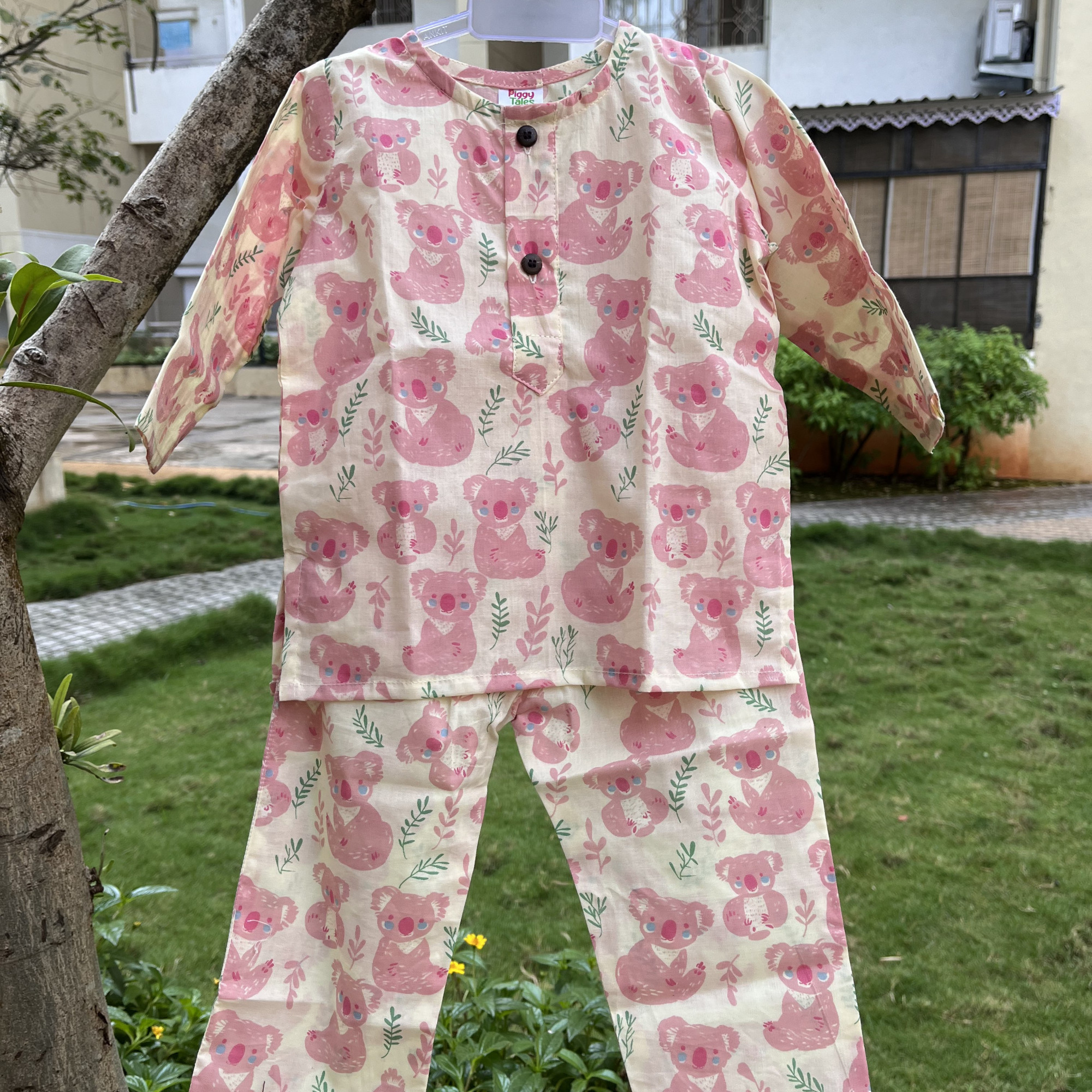 Cream and Pink Koala Night Dress