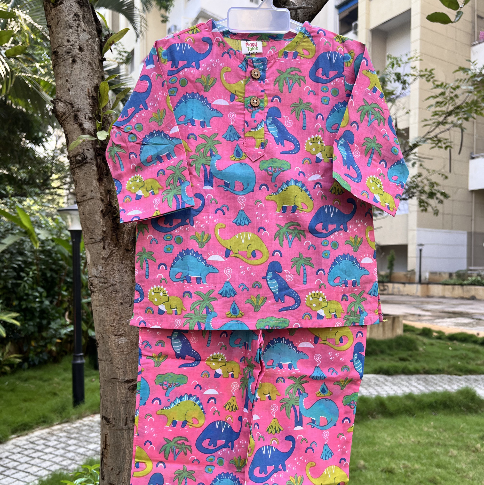 Pink Dino Print Night Dress