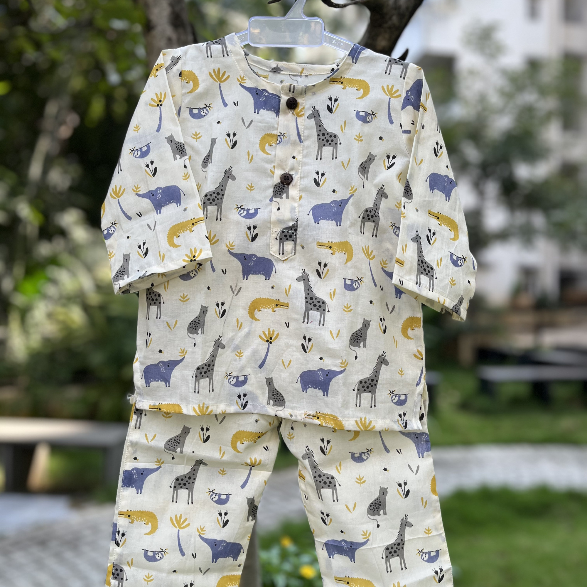 Cream andSafari Print Night Dress