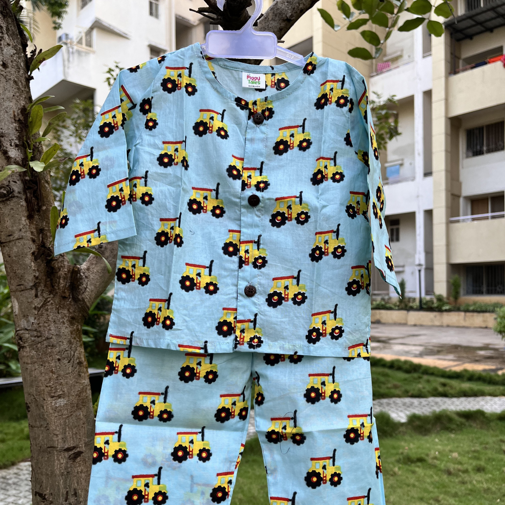 Sky Blue Tractor Print Set