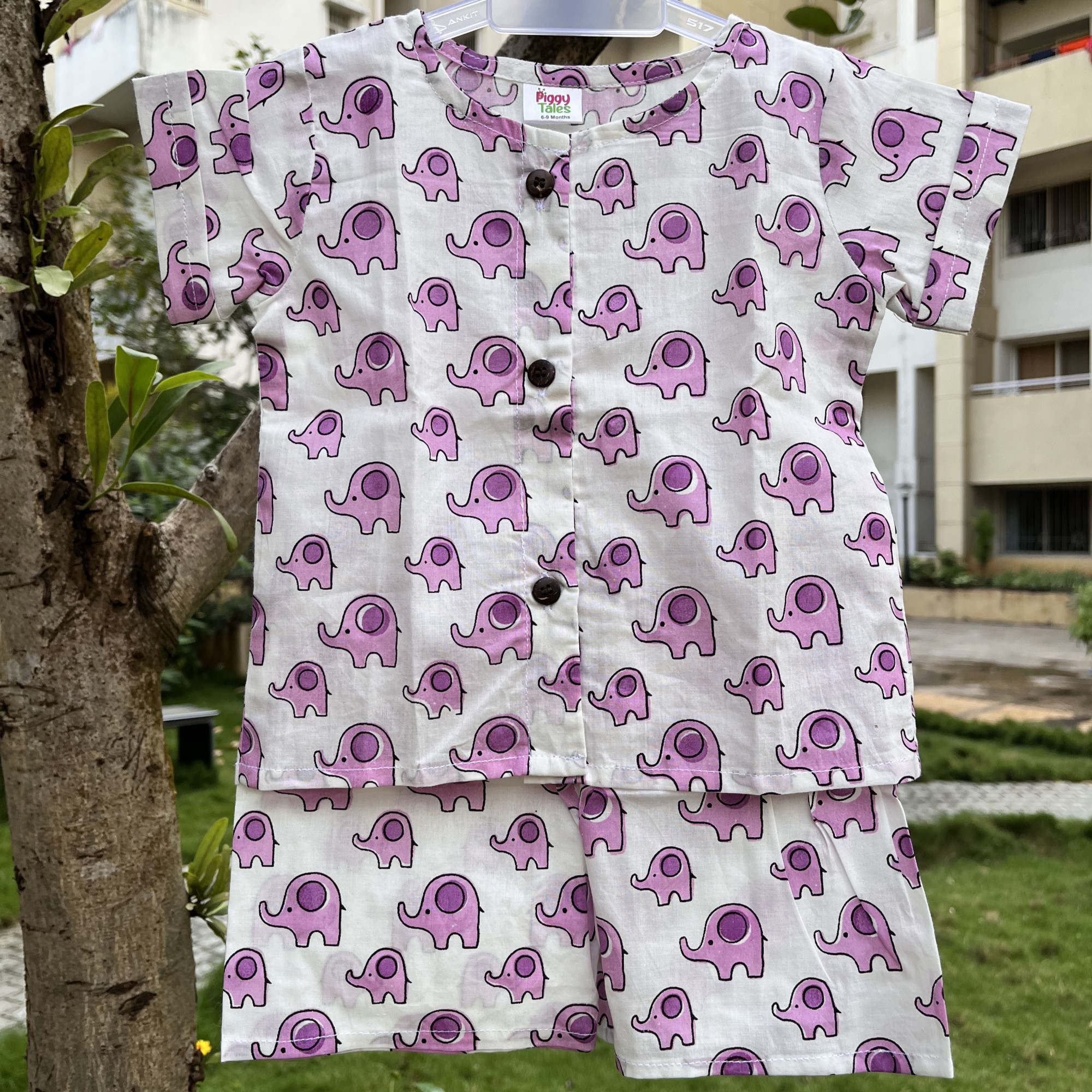 Purple Elephant Print Set