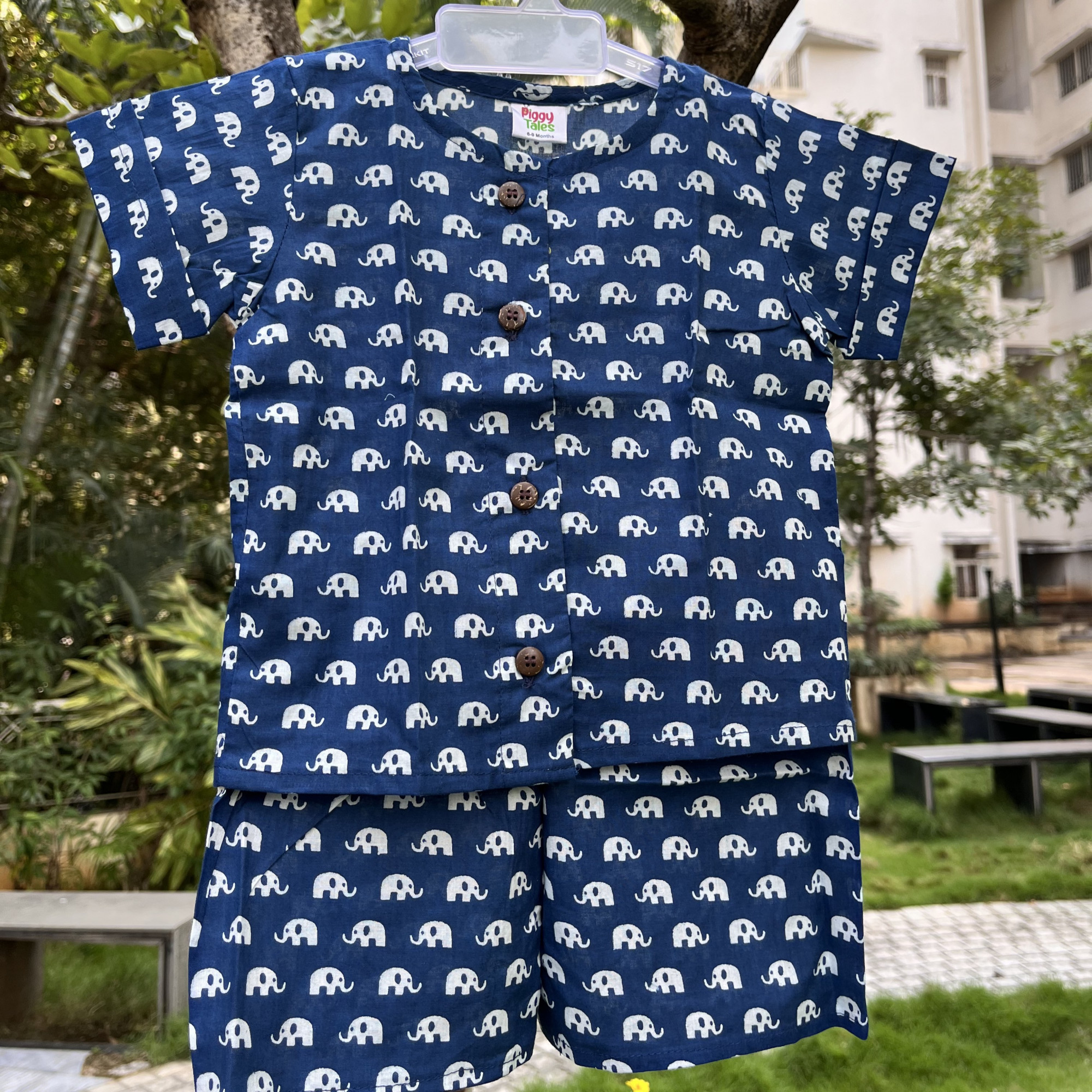 Indigo Elephant Print Set