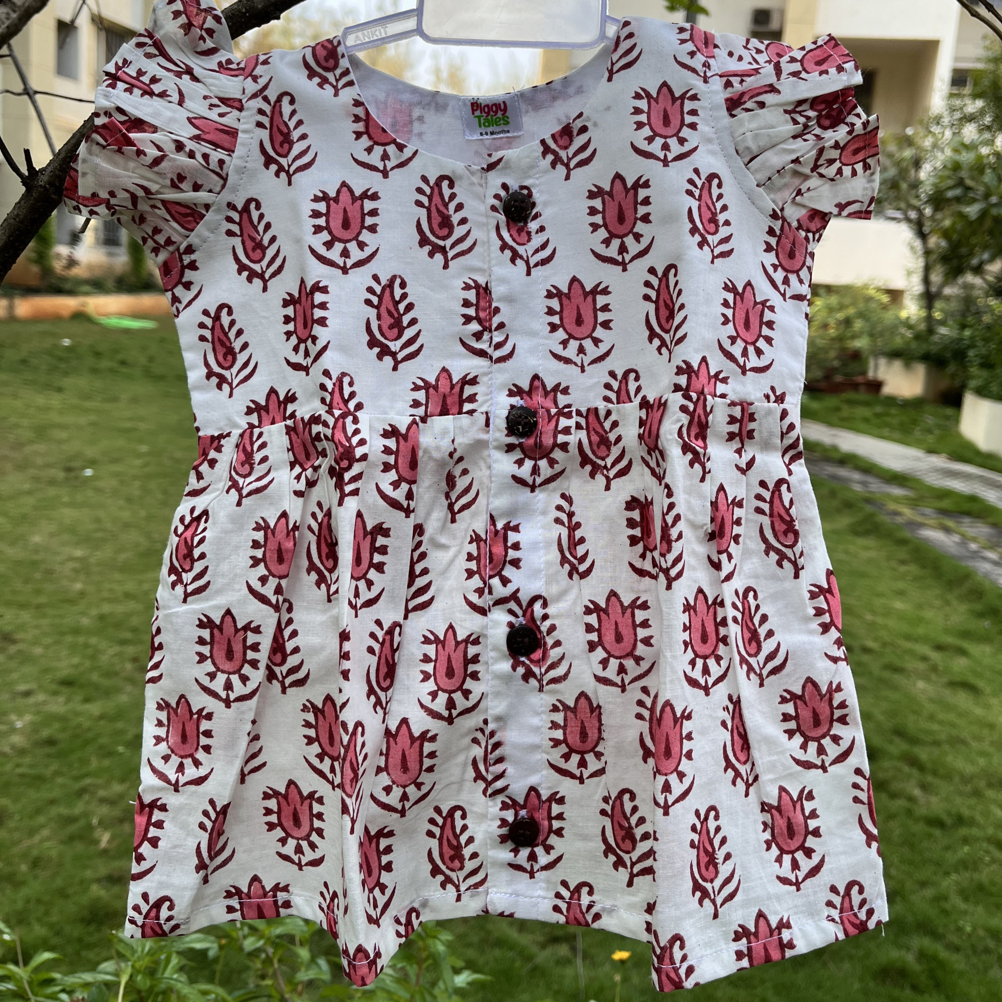 Reddish Floral White Dress