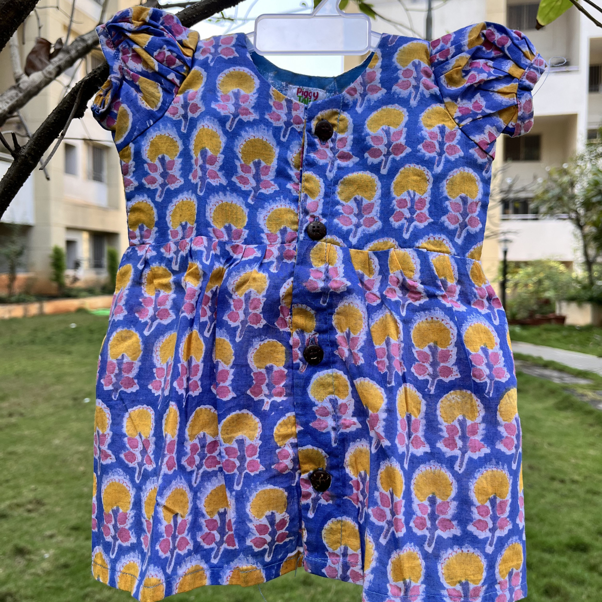 Blue Yellow Floral Print