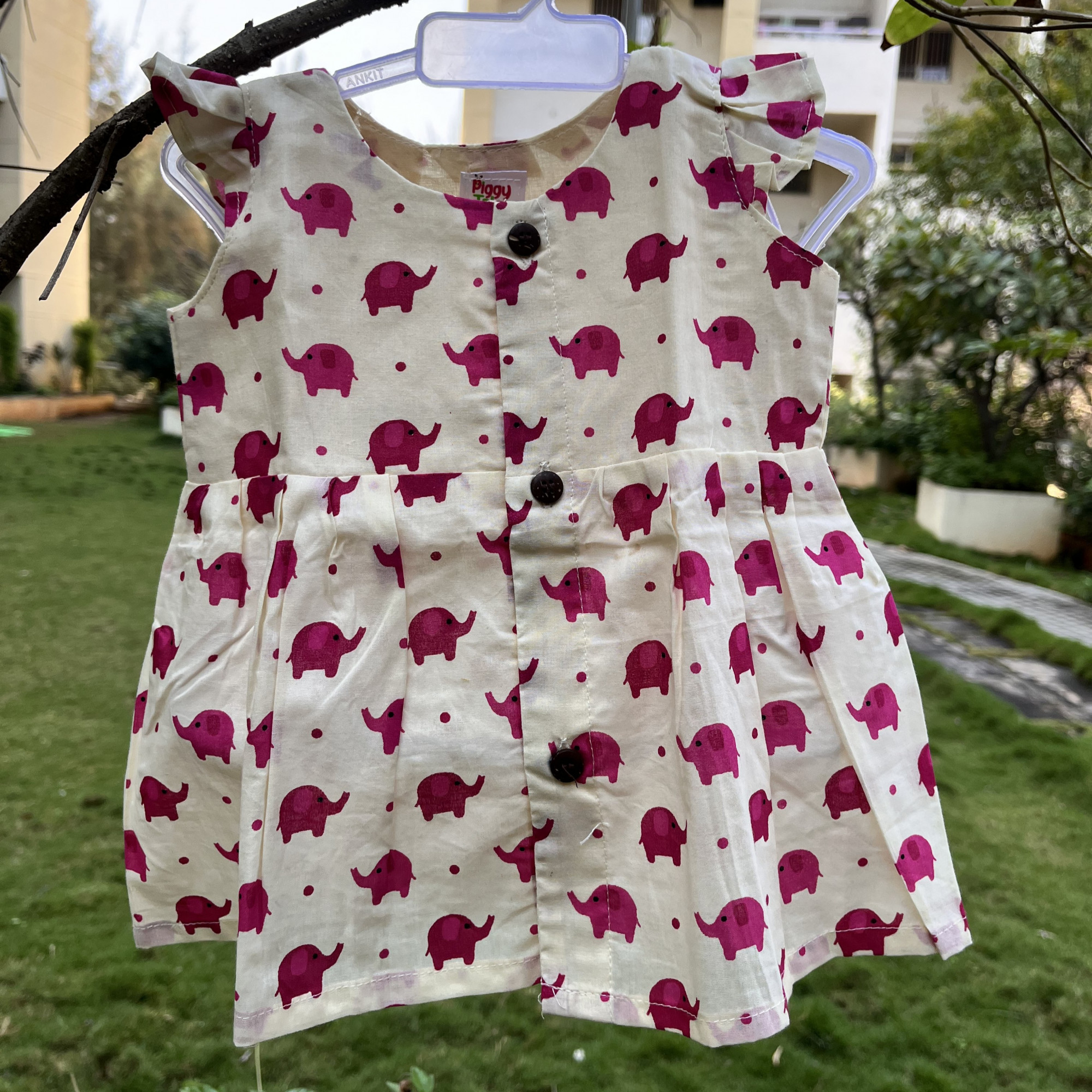 Cream Elephant Pattern Dress