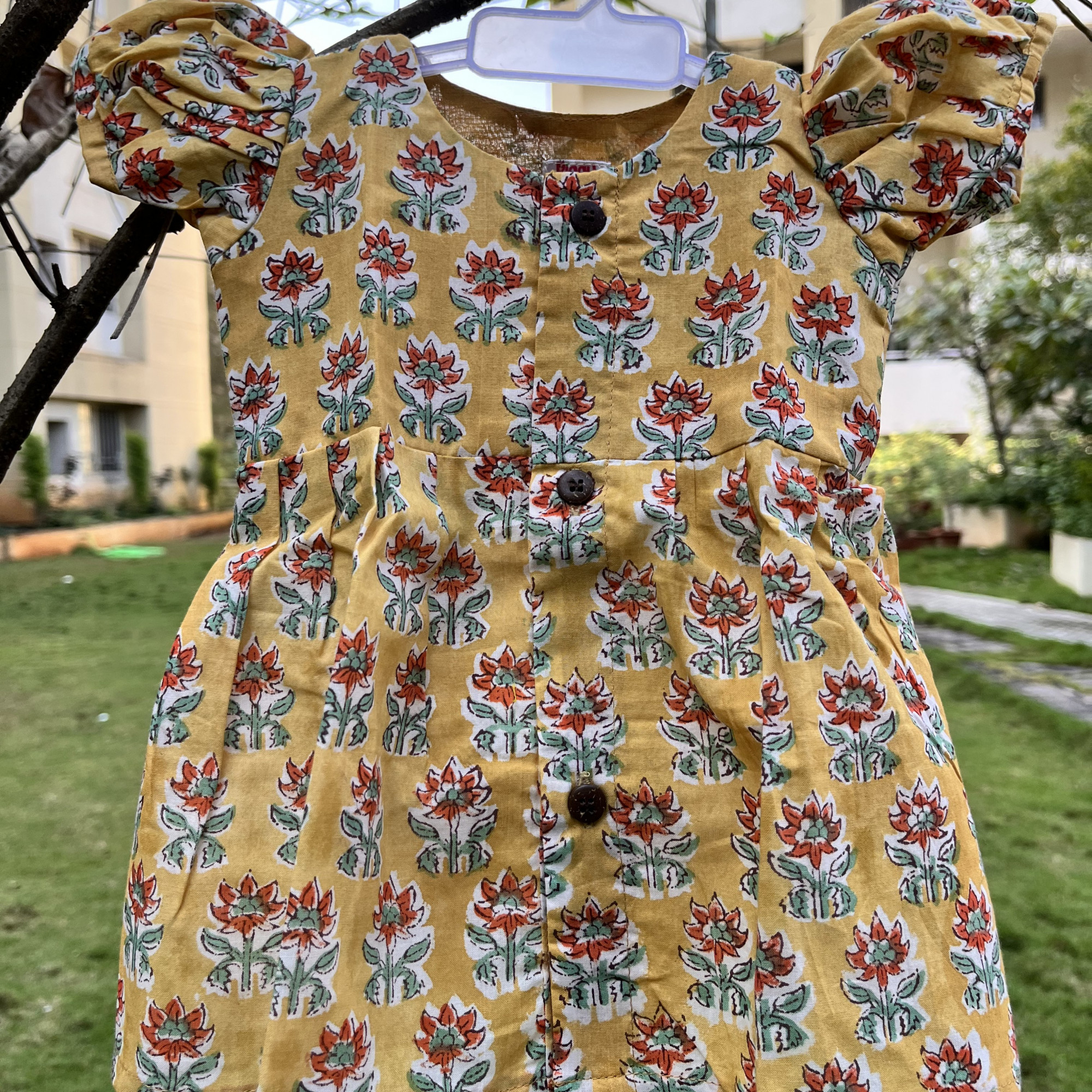 Mustard Blossom Print Baby Frock