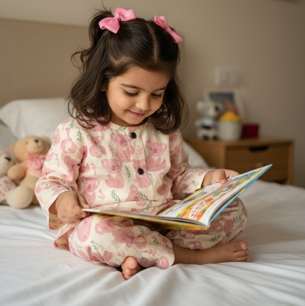 Image of Cream and Pink Koala  Night Dress