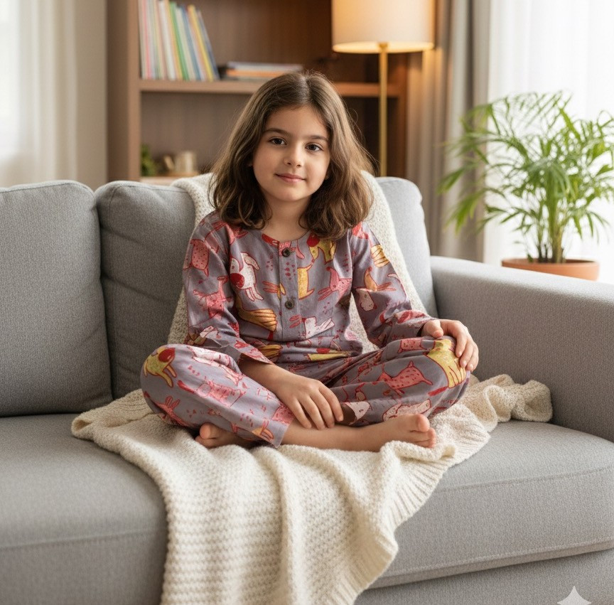 Dusty Lavender Dog Print Night Dress