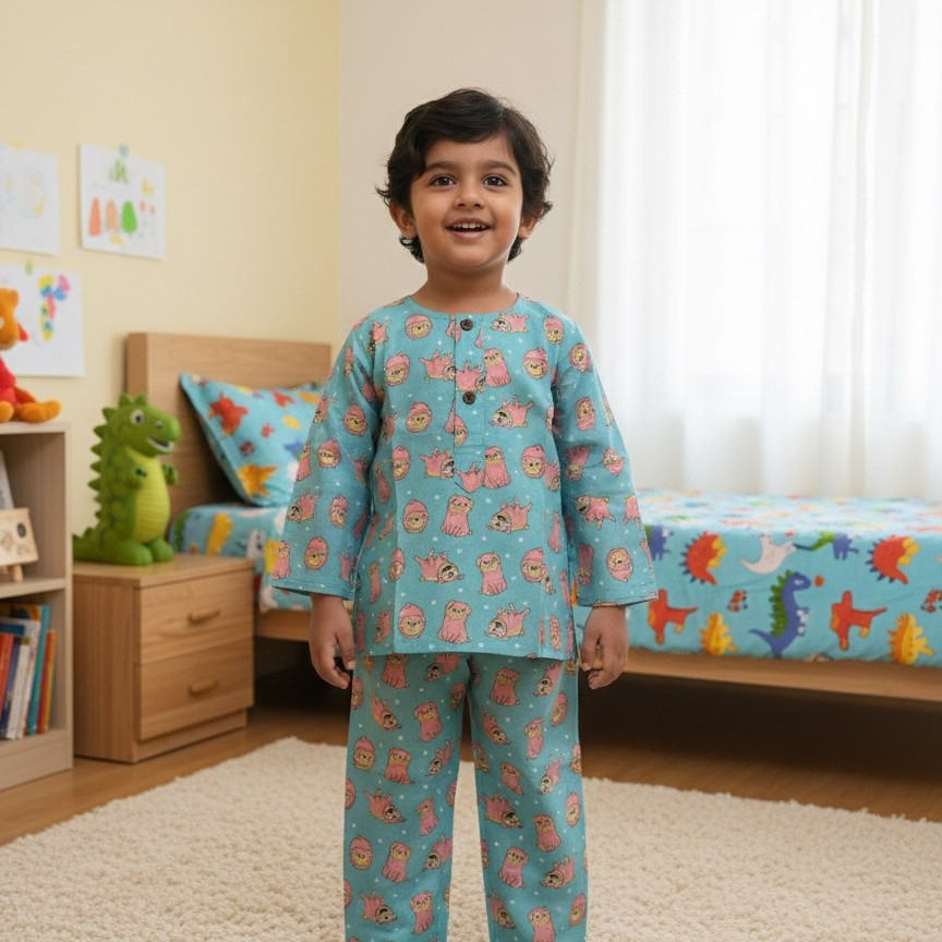 Aqua Puppy Print Night Dress