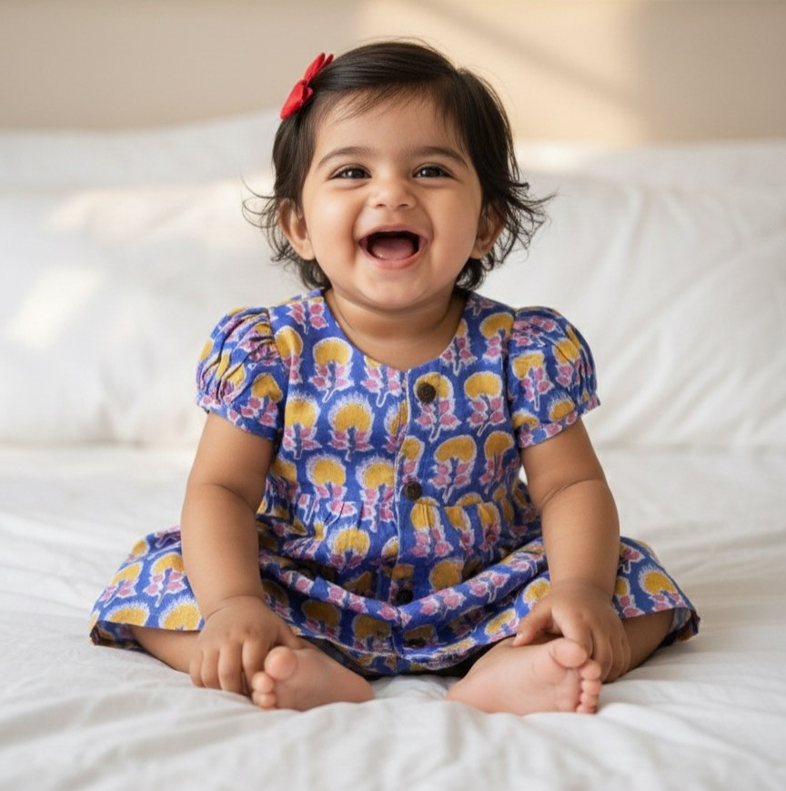 Blue Yellow Floral Print