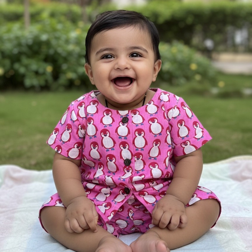 Pink Penguin Print Set