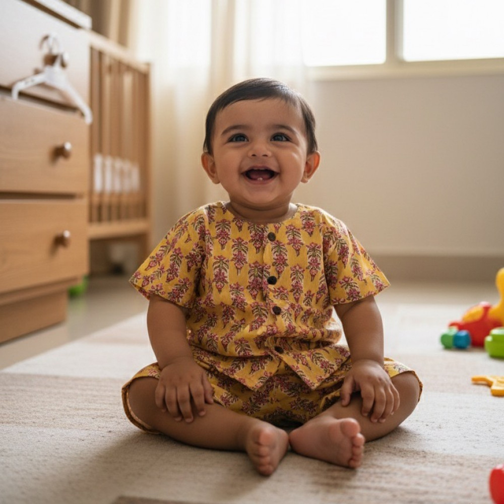 Image of Yellow Pink Floral Set