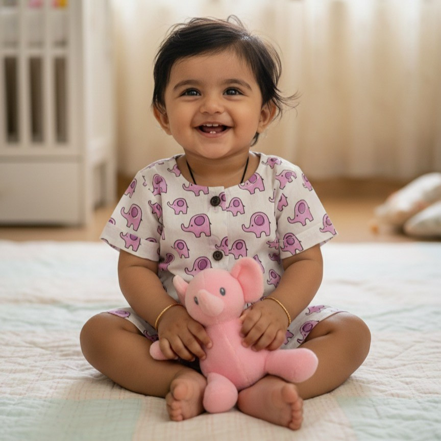 Purple Elephant Print Set