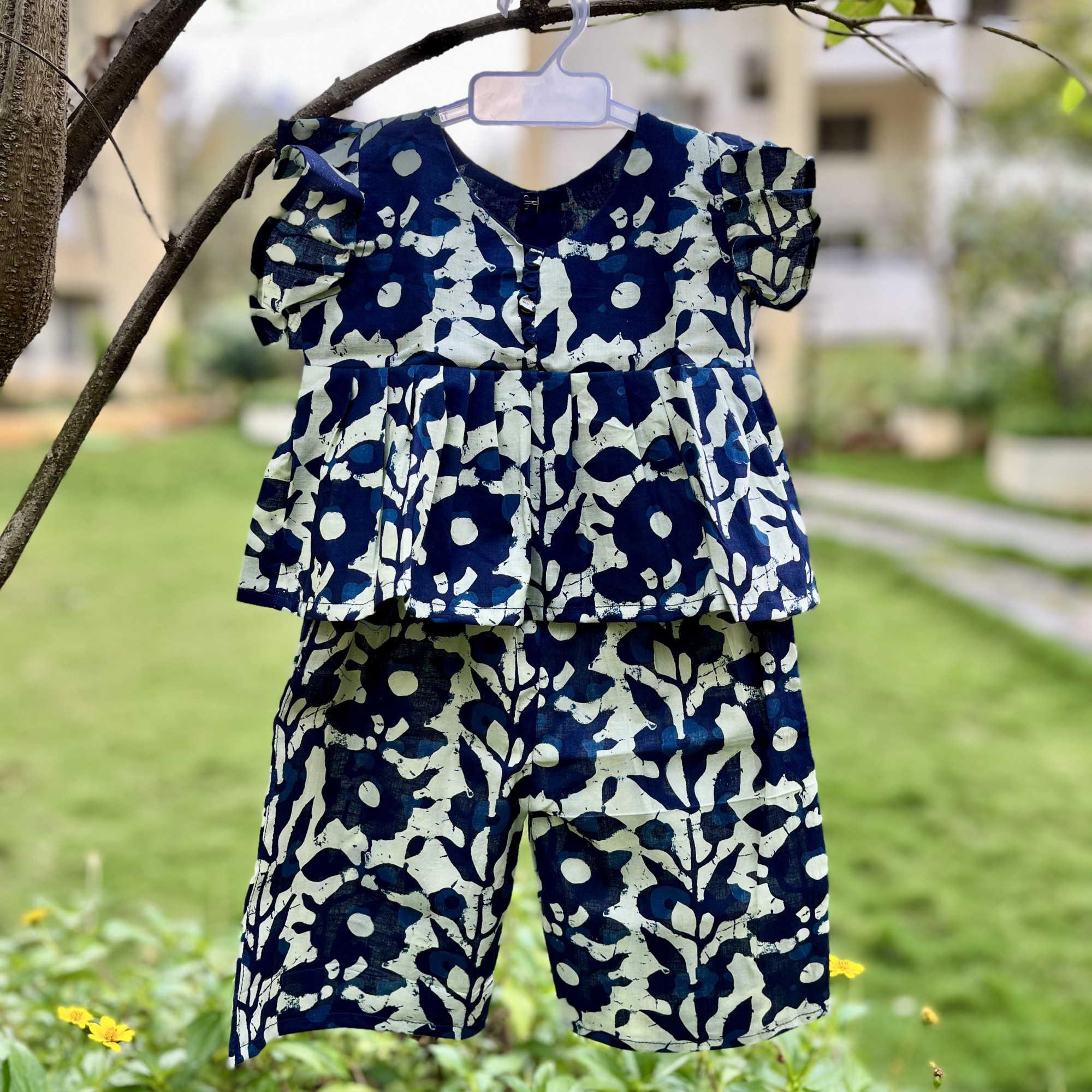 Blue Batik Print Pallazo Set