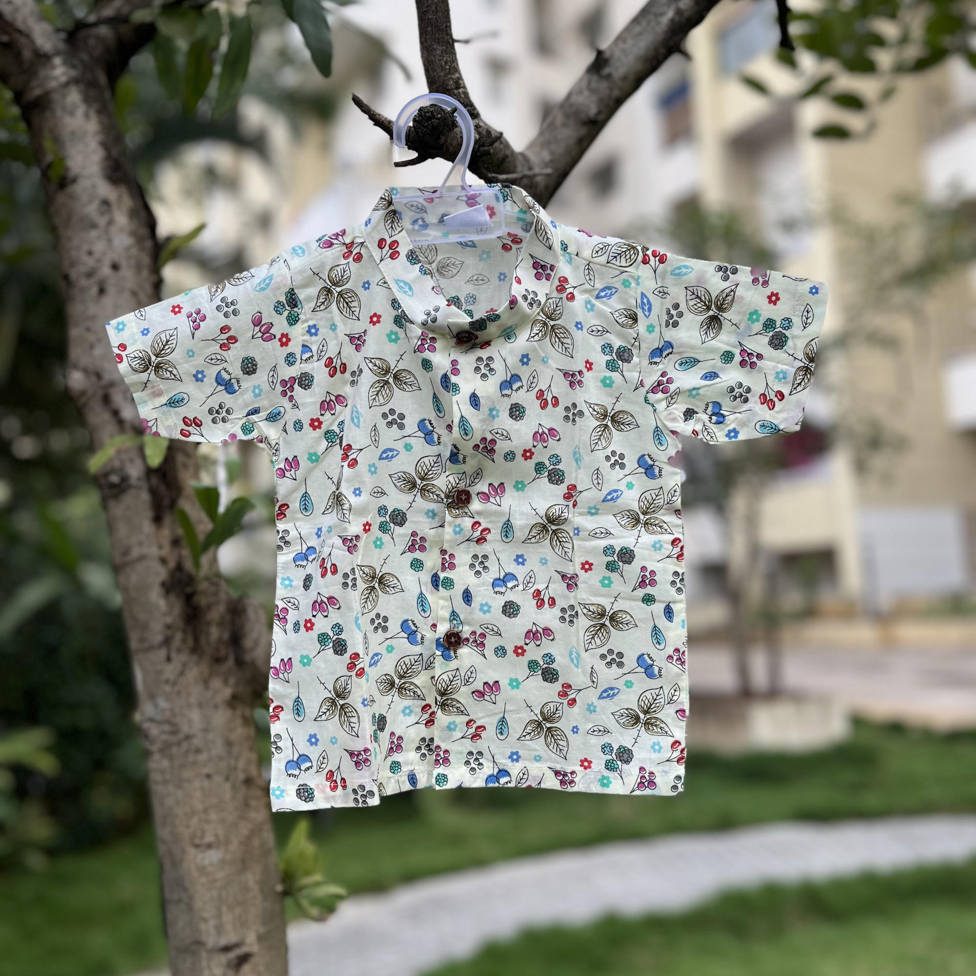 Cream Cherry Print Shirt