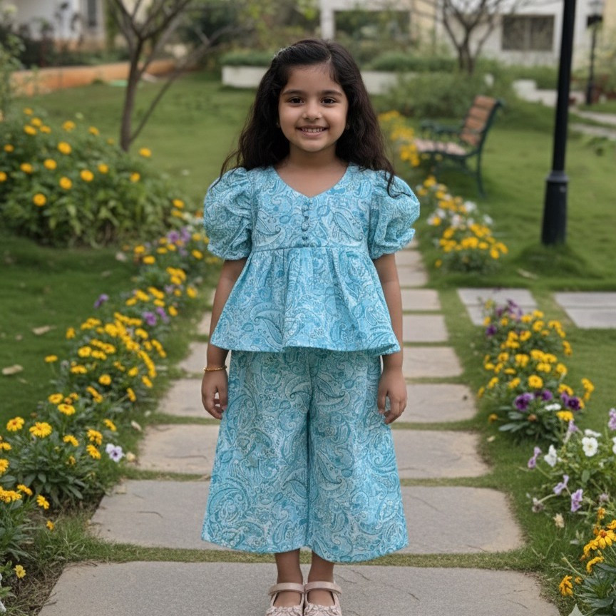 Mint Paisley Print Pallazo Set