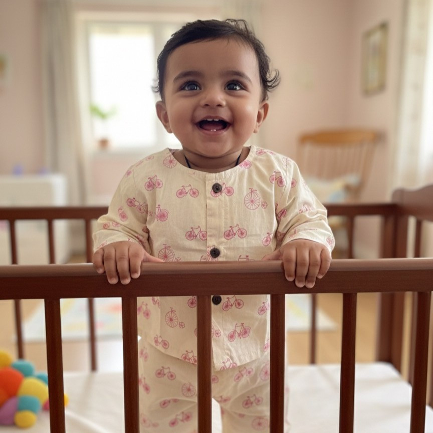 Cream and Pink Cycle Print Set