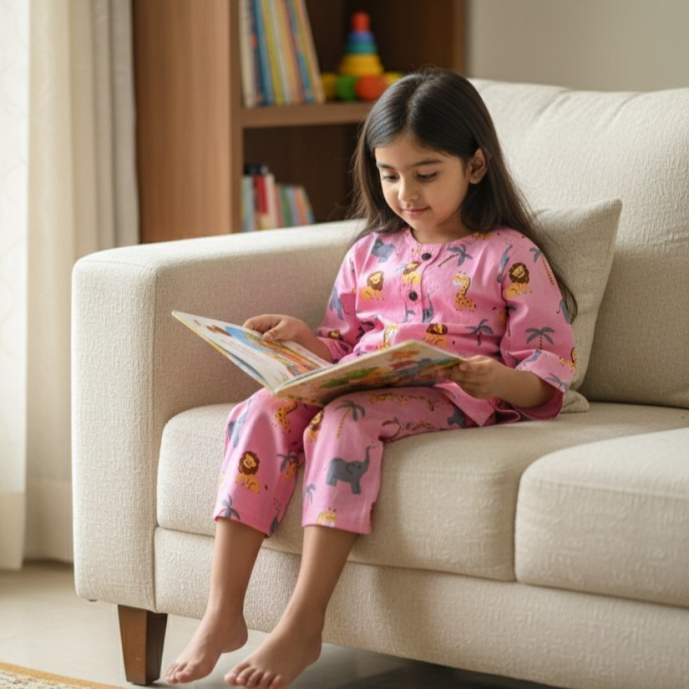 Image of Carnation Pink Jungle Print  Night Dress