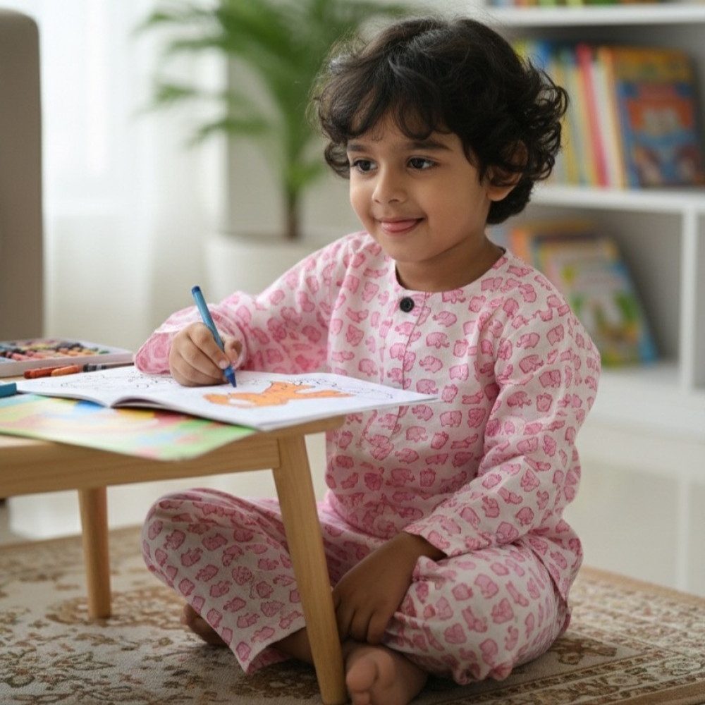 Image of White and Pink Ellie Print  Night Dress