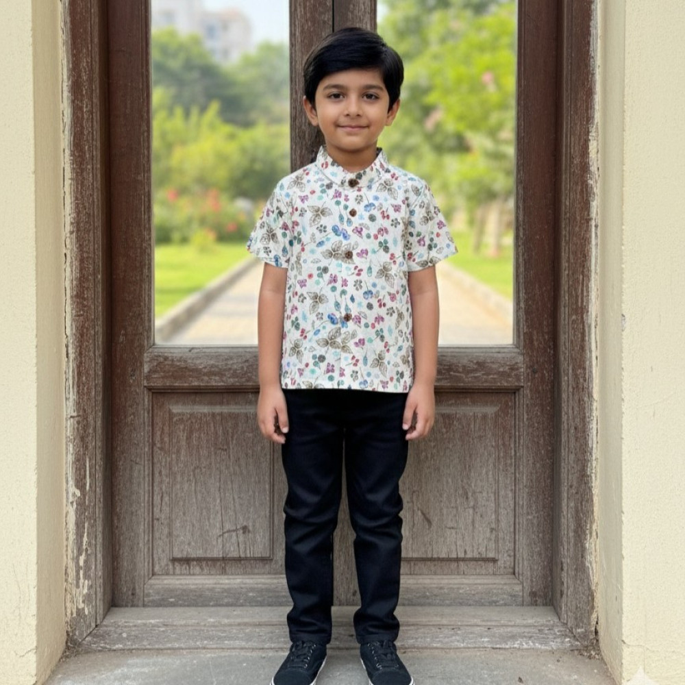 Image of Cream Cherry Print Shirt