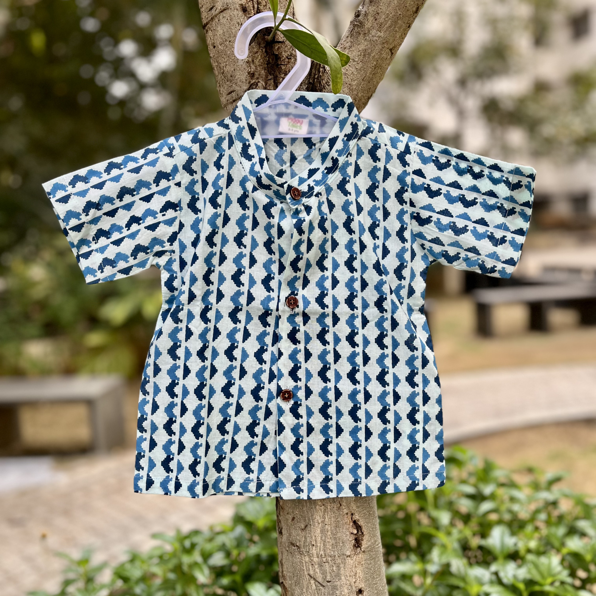 Indigo Geometric Print Shirt