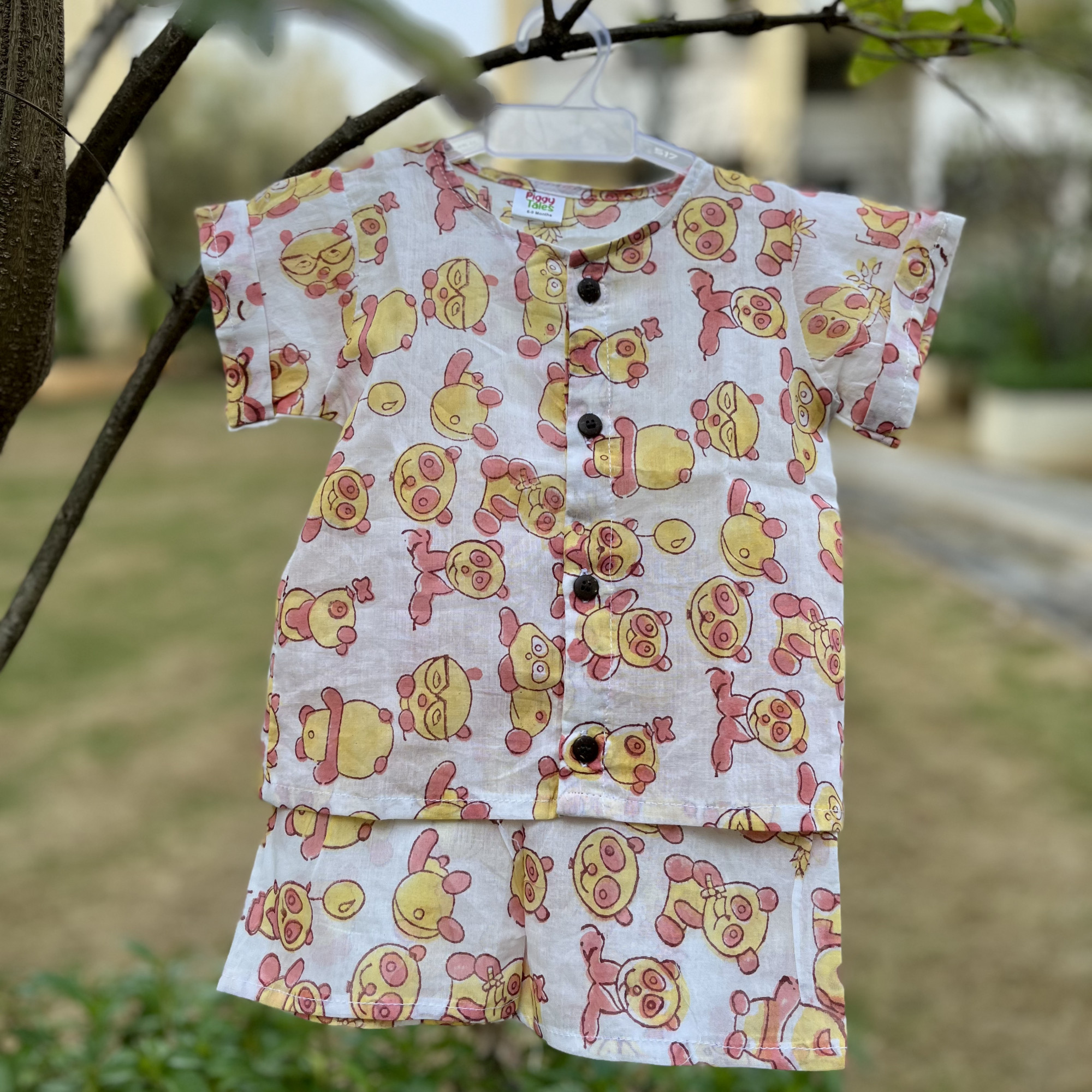 Yellow and Peach Panda Print Set