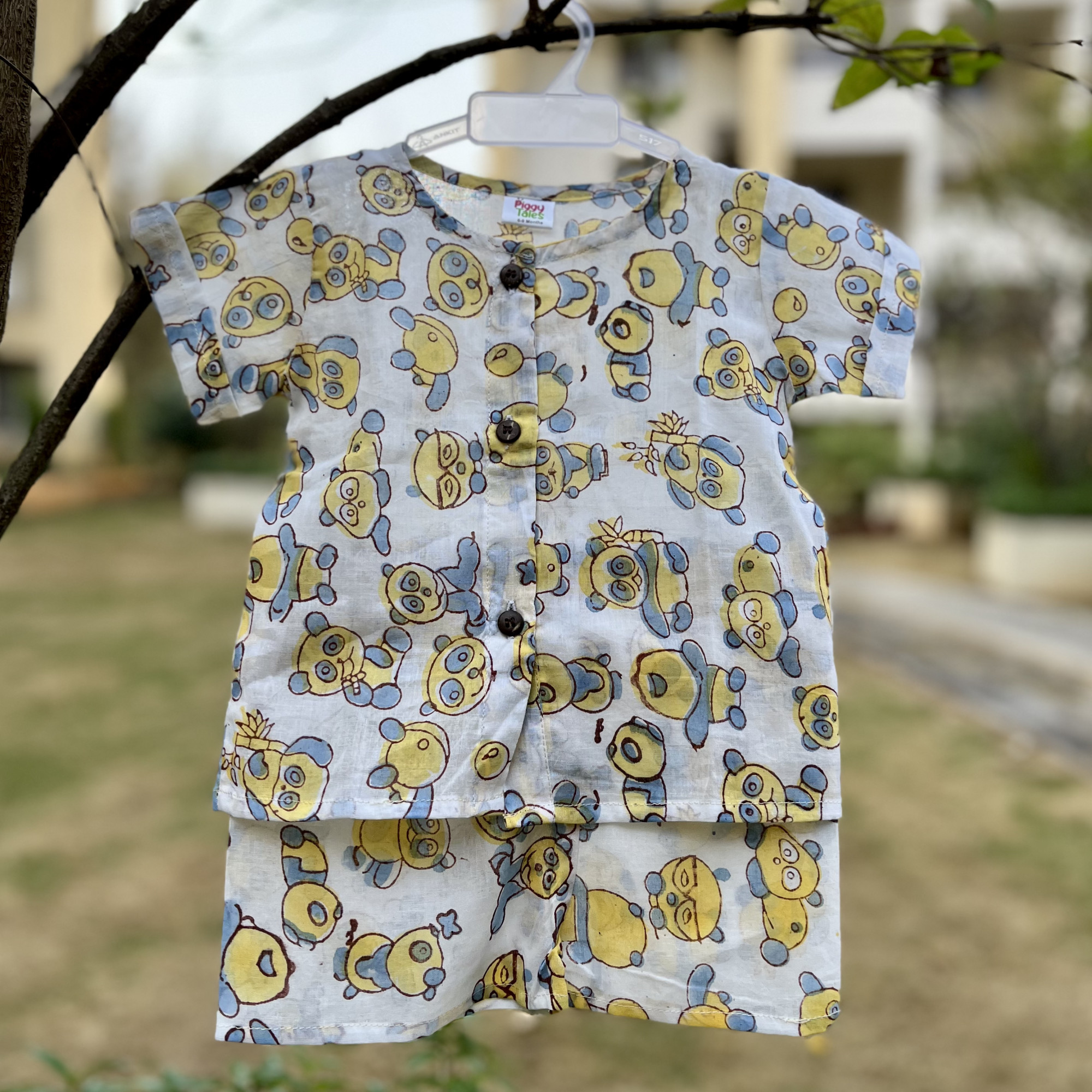 Yellow and Blue Panda Print Set